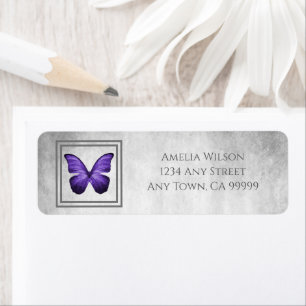 Purple Butterfly Return Address Label