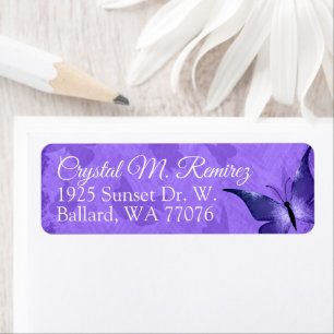 Purple Butterfly Return Address Labels