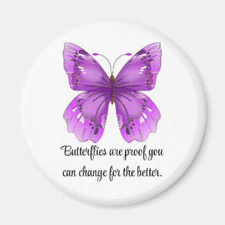 Purple Butterfly Round Magnet