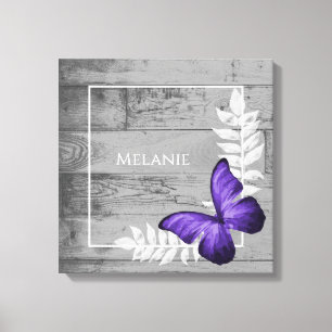 Purple Butterfly Rustic Canvas Print