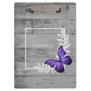 Purple Butterfly Rustic Clipboard