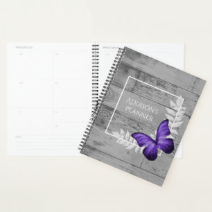 Purple Butterfly Rustic Planner