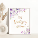 Purple butterfly Sanitizing Station Poster<br><div class="desc">Purple butterfly Sanitizing Station Poster.
Matching items available.</div>
