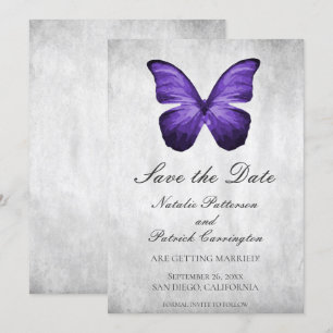 Purple Butterfly Save the Date Invite