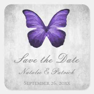 Purple Butterfly Save the Date Stickers