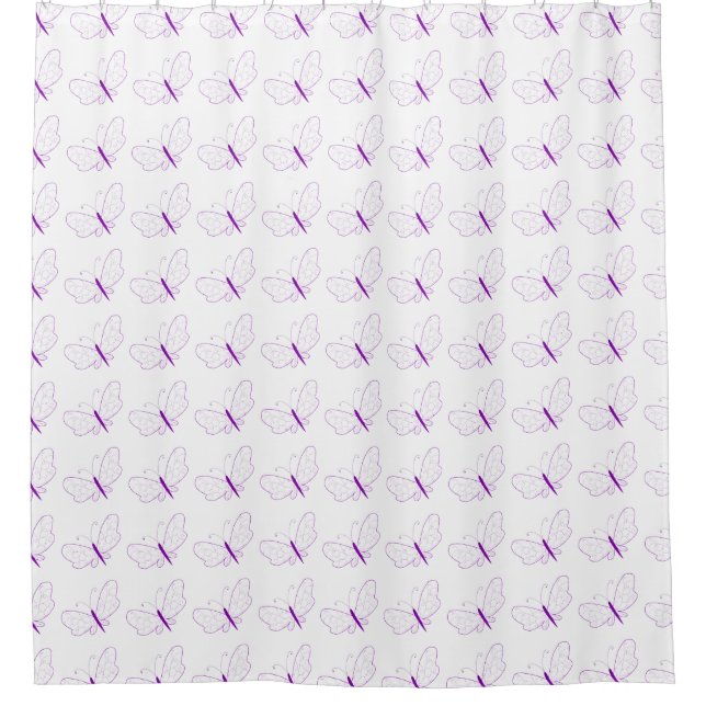 purple butterfly shower curtain (Front)