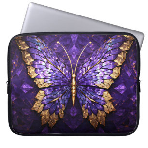 Purple Butterfly Stained Glass Laptop Bag