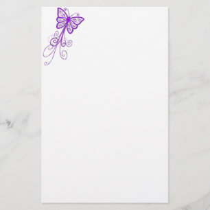 Purple butterfly stationery