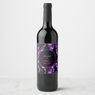 Purple Butterfly Swirl Wine Label