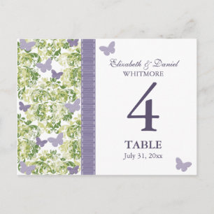 Purple Butterfly Table Number Card