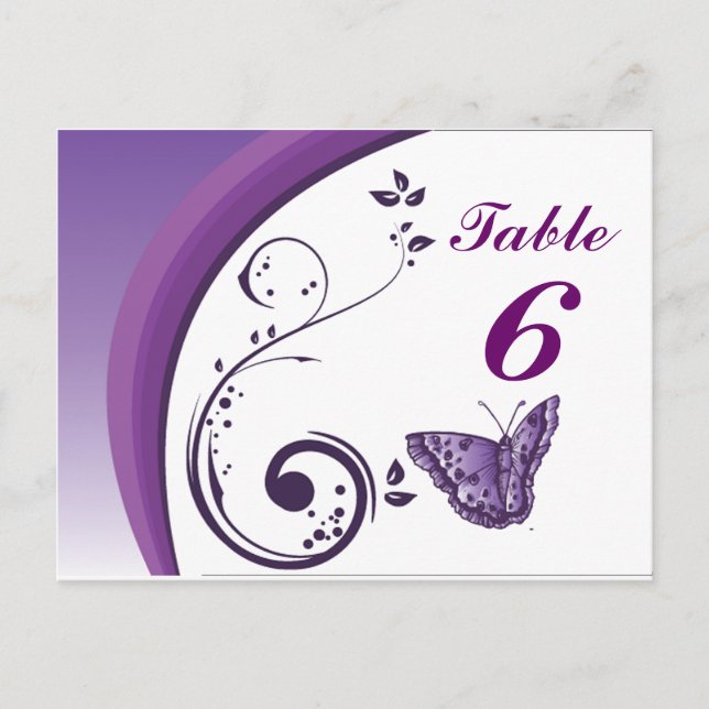 Purple Butterfly Table Number Cards (Front)