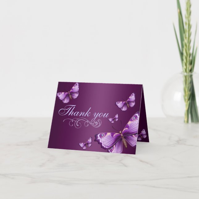 Purple Butterfly Thank You Card (Front)