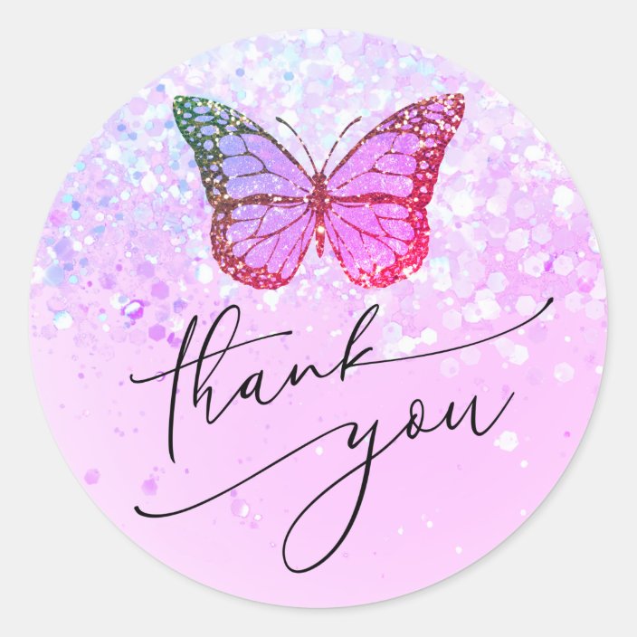 Purple Butterfly Thank You Classic Round Sticker | Zazzle.co.uk