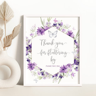 Purple butterfly Thank you for fluttering by Poster