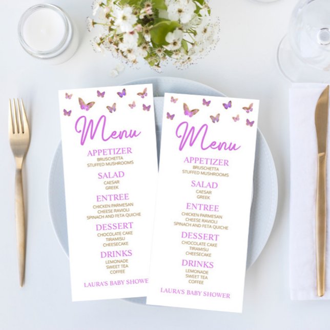 Purple Butterfly Themed Baby Shower Food Menu (Creator Uploaded)