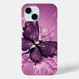 purple butterfly vector art iPhone 15 case