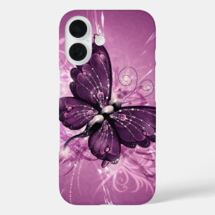 purple butterfly vector art iPhone 16 case