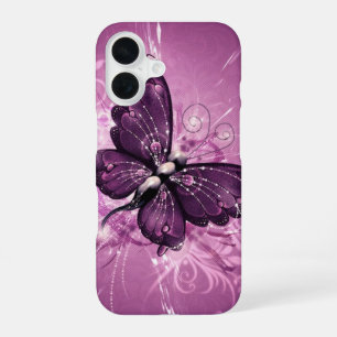 purple butterfly vector art iPhone 16 case