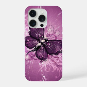 purple butterfly vector art iPhone 15 pro case