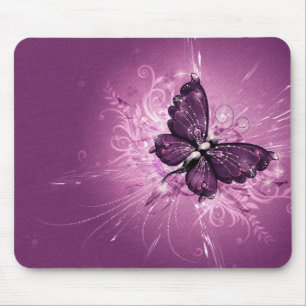 purple butterfly vector art mouse mat