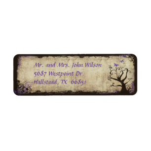 Purple Butterfly Vintage Return Address Label