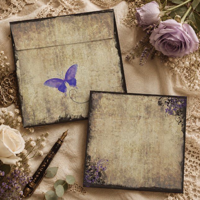 Purple Butterfly Vintage Wedding Envelope (Purple Butterfly Vintage Wedding Envelope )