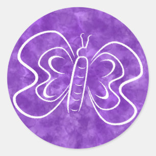 Purple Butterfly Watercolor Art Custom Classic Round Sticker