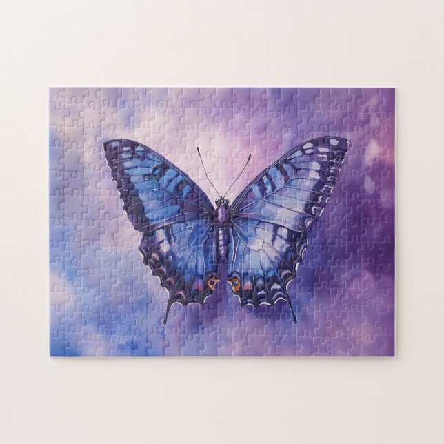 Purple Butterfly Watercolor Jigsaw Puzzle (Horizontal)
