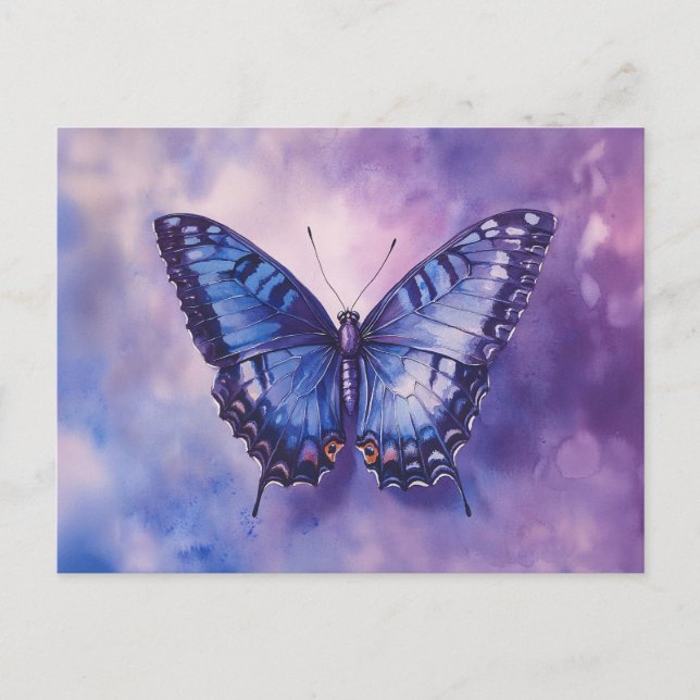 Purple Butterfly Watercolor Postcard (Front)