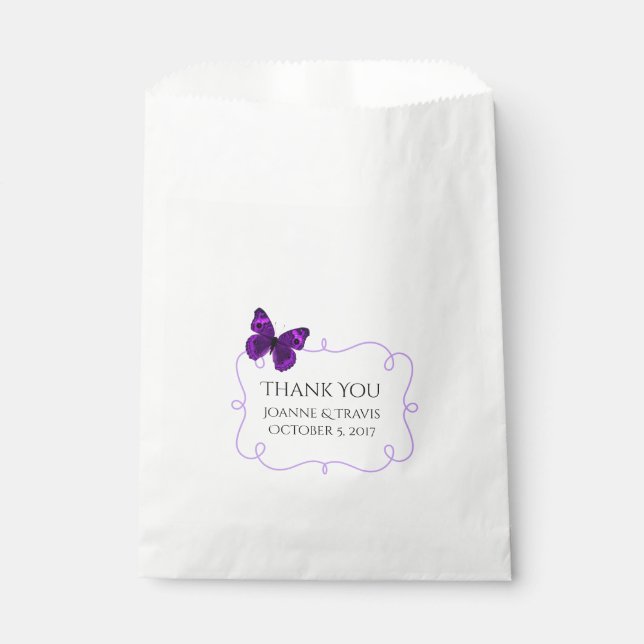 Purple Butterfly Wedding Favour Bag (Front)