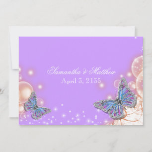 Purple butterfly wedding invitation