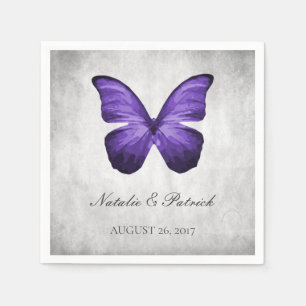 Purple Butterfly Wedding Paper Napkins
