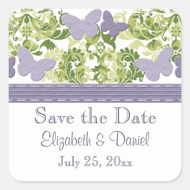 Purple Butterfly Wedding Seals Stickers (Front)