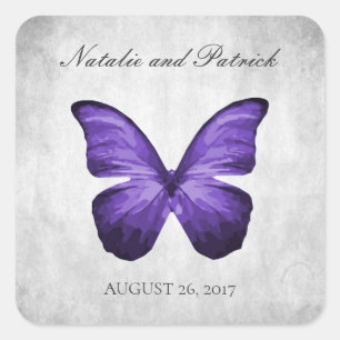 Purple Butterfly Wedding Stickers