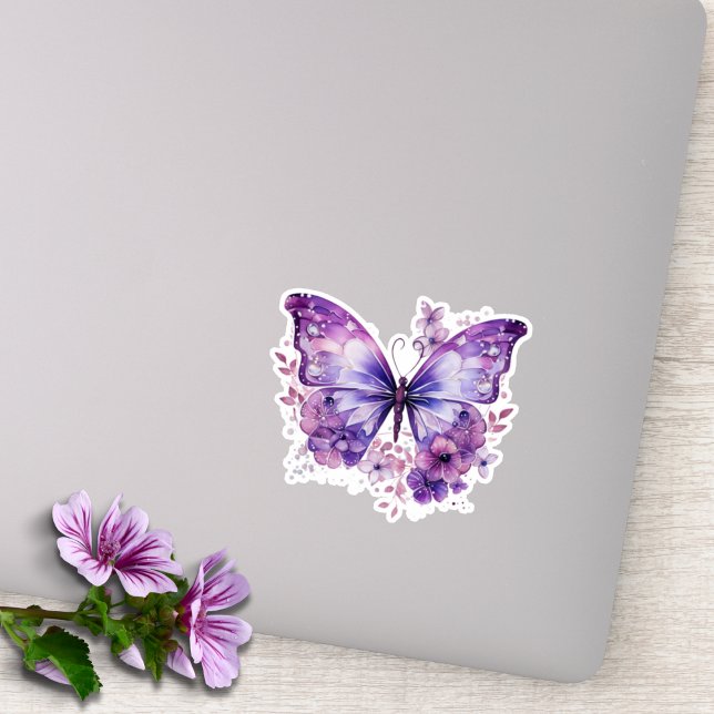 Purple Butterfly with Flowers (Creator Uploaded)