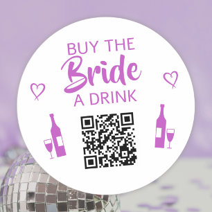 Purple Buy the Bride a Drink QR Code Bachelorette Classic Round Sticker