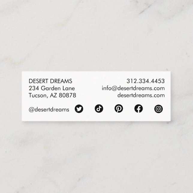 Purple Cactus Flower Desert Garden Photo Travel  Mini Business Card (Back)