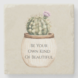 Purple Cactus Flower Stone Coaster