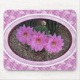 Purple Cactus Flowers Mouse Mat