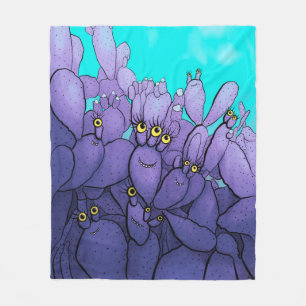 Purple Cactus Funny Succulent Fleece Blanket