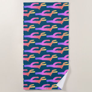 Purple Cactus Pattern Cacti Plants Beach Towel