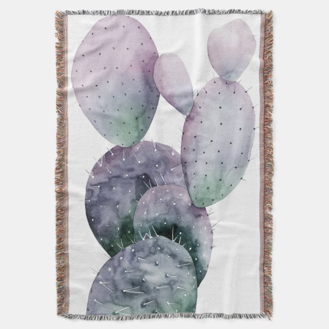 Purple Cactus Throw Blanket (Front Vertical)