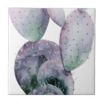 Purple Cactus Tile<br><div class="desc">"Purple Cactus I" by Grace Popp. Features a purple watercolor cactus against a white background.</div>