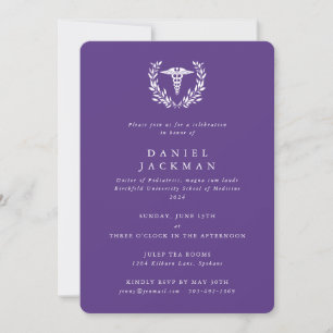 Purple Caduceus Medical School Graduation Invitation