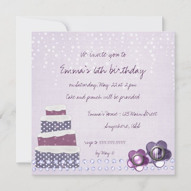 Purple Cake Invitation (Front)