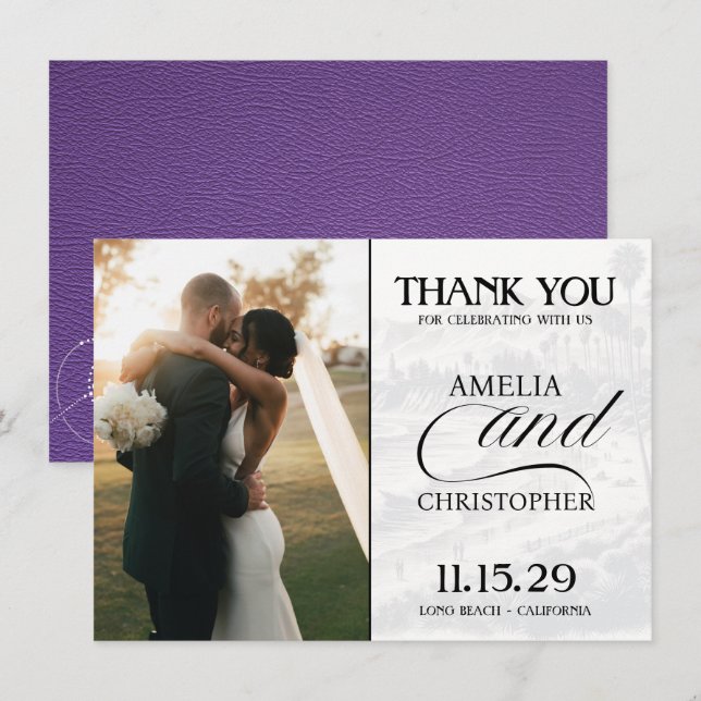 Purple California Passport Thank You Card (Front/Back)