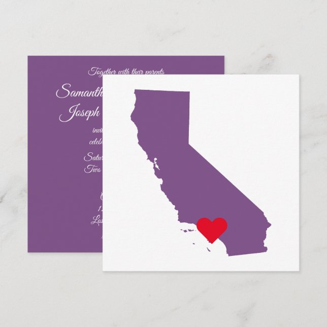 Purple California Wedding Invitation (Front/Back)
