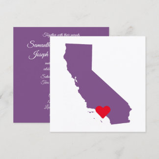 Purple California Wedding Invitation