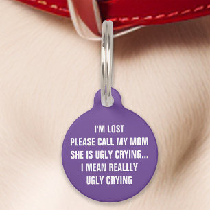 Purple "Call My Mum" Funny Pet Tag
