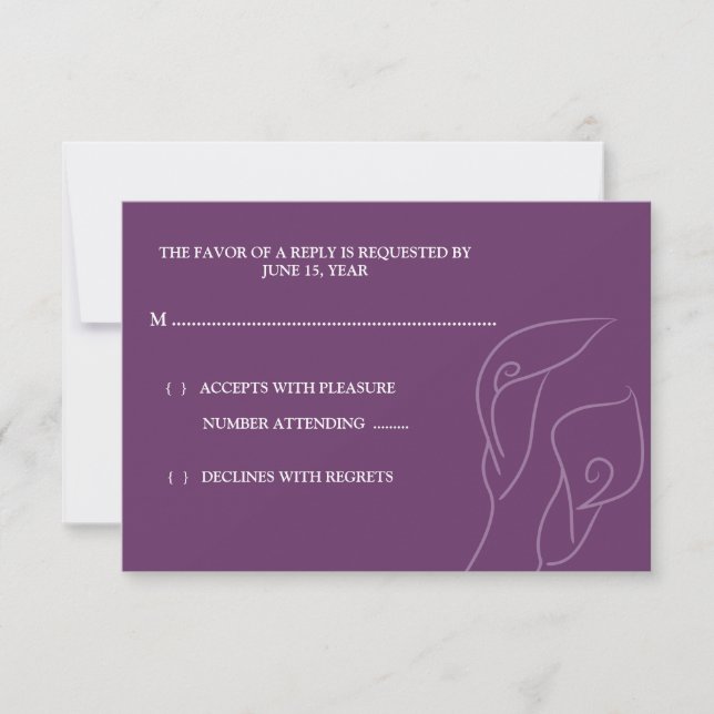Purple Calla Lilies RSVP card (Front)